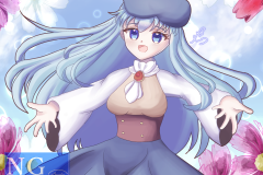 コスモス畑で捕まえて透かし